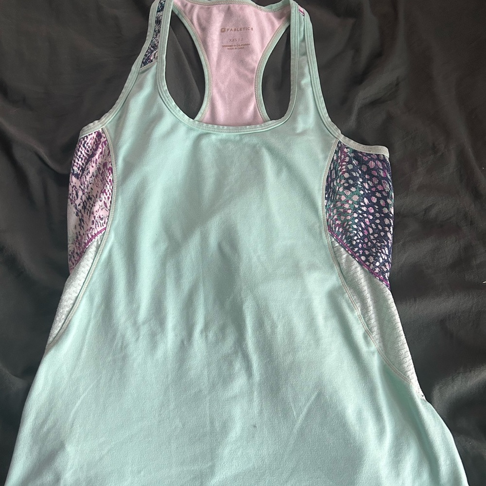 Fabletics Mint and White Tank Top